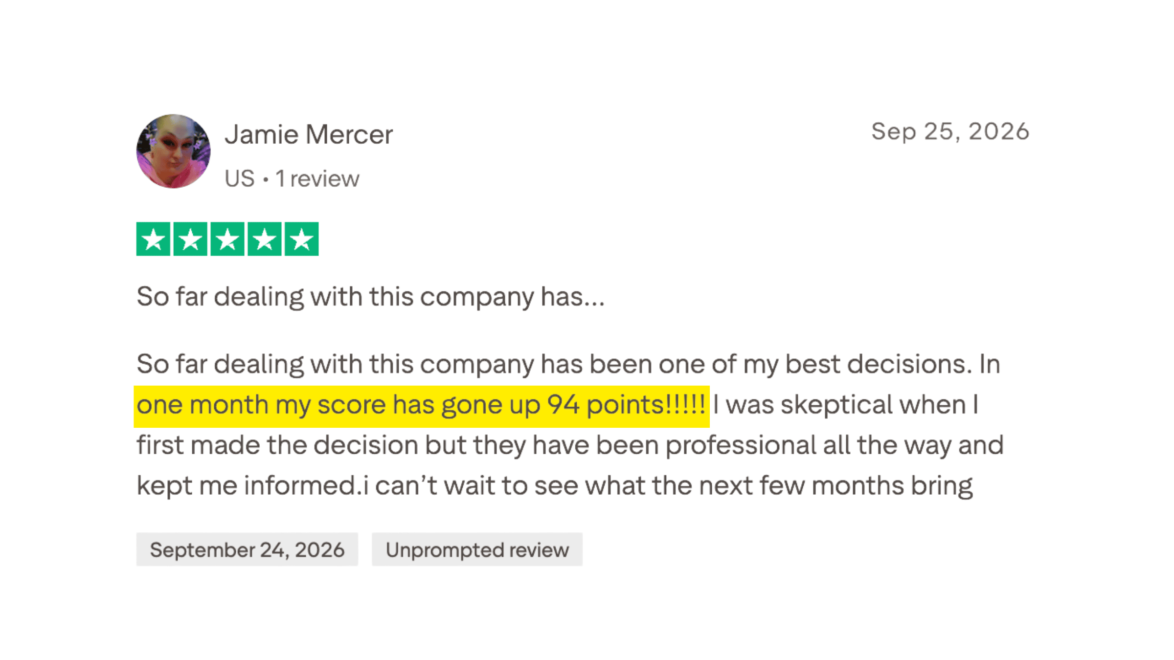 Client made it to the 700+ club in 6 months or less.