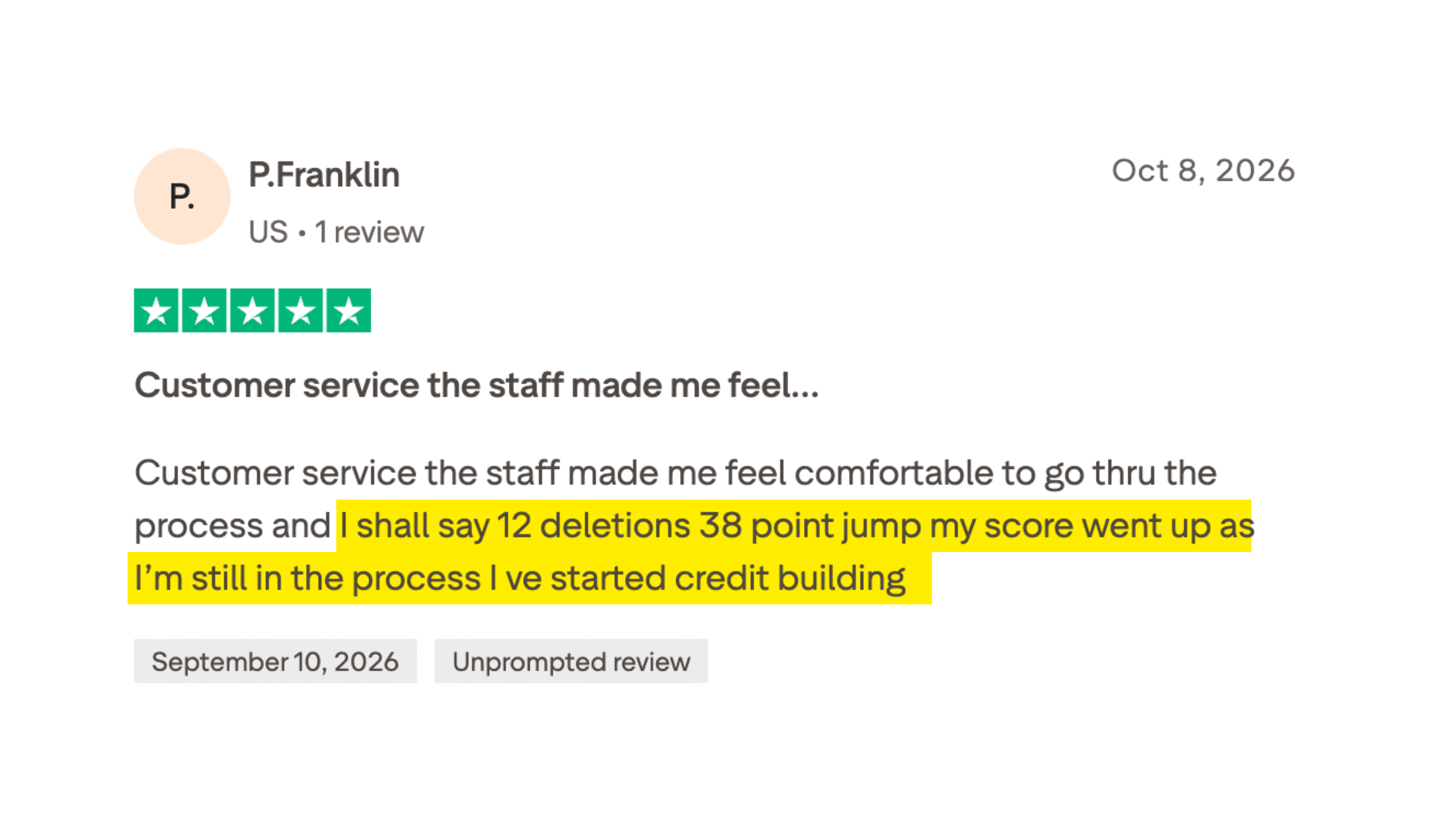 Client made it to the 700+ club in 6 months or less.