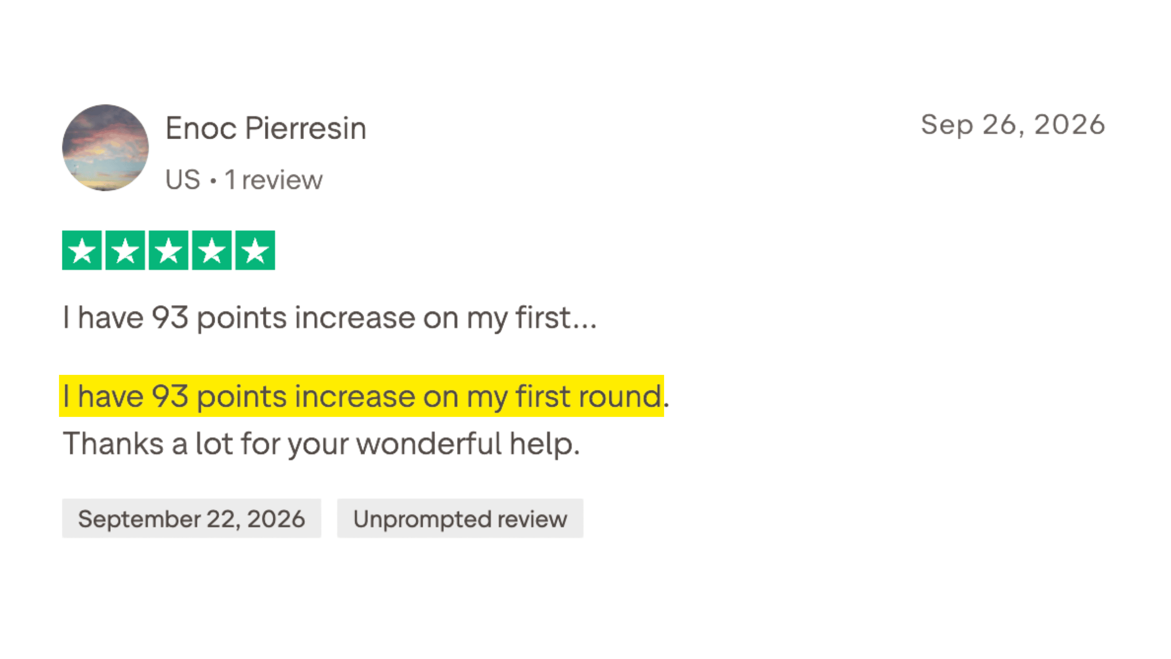 Client made it to the 700+ club in 6 months or less.