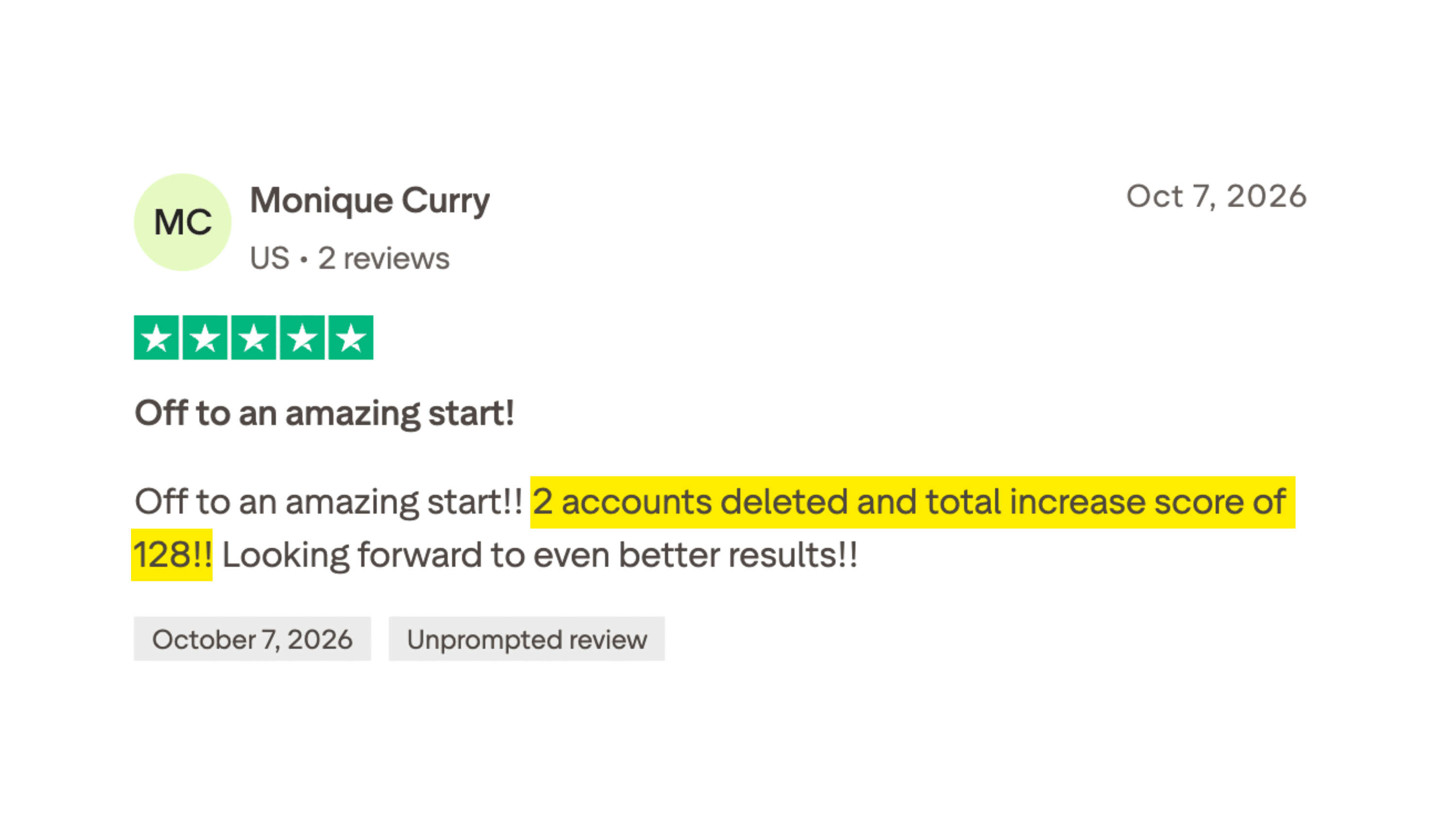 Client made it to the 700+ club in 6 months or less.