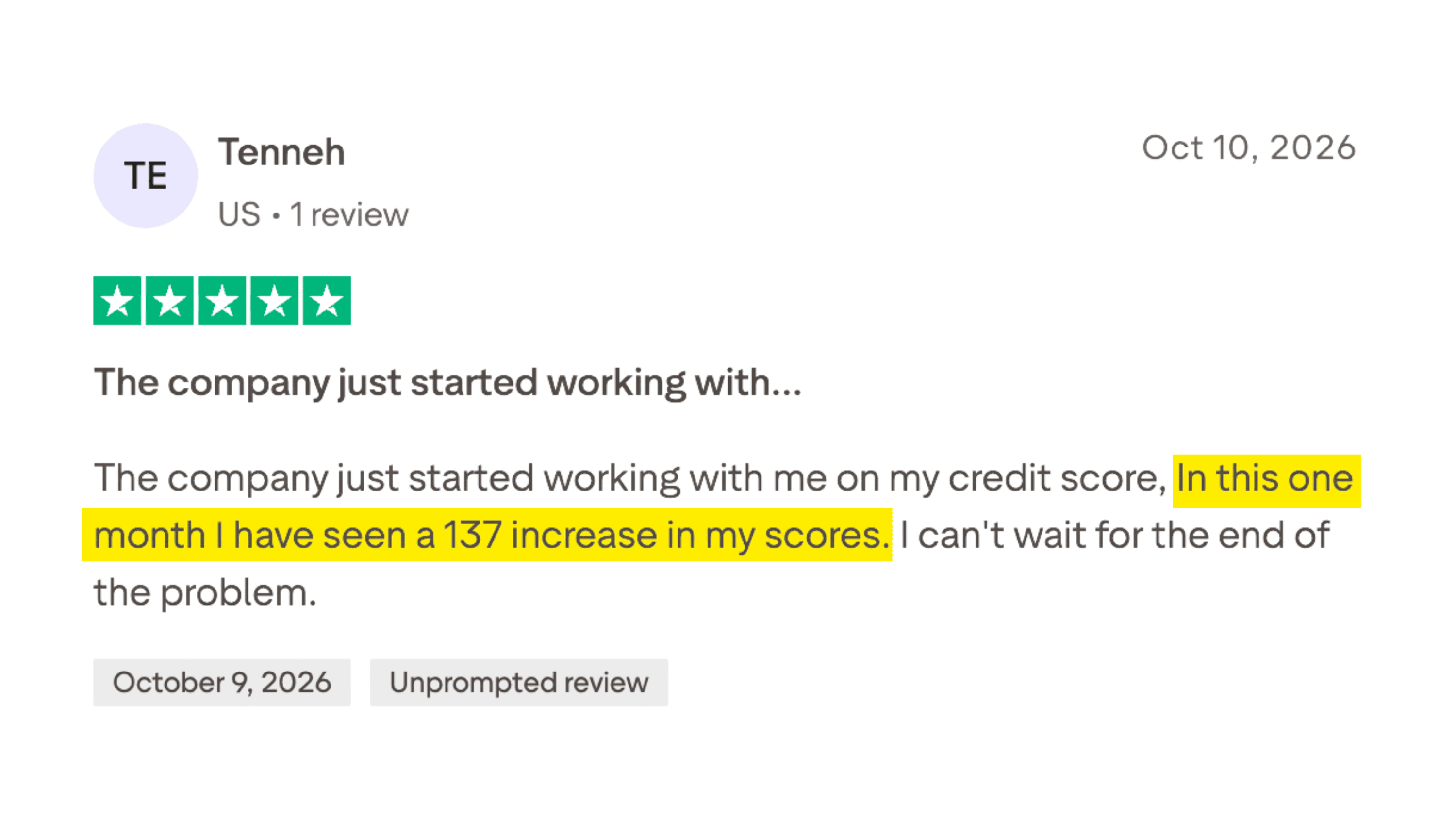 Client made it to the 700+ club in 6 months or less.