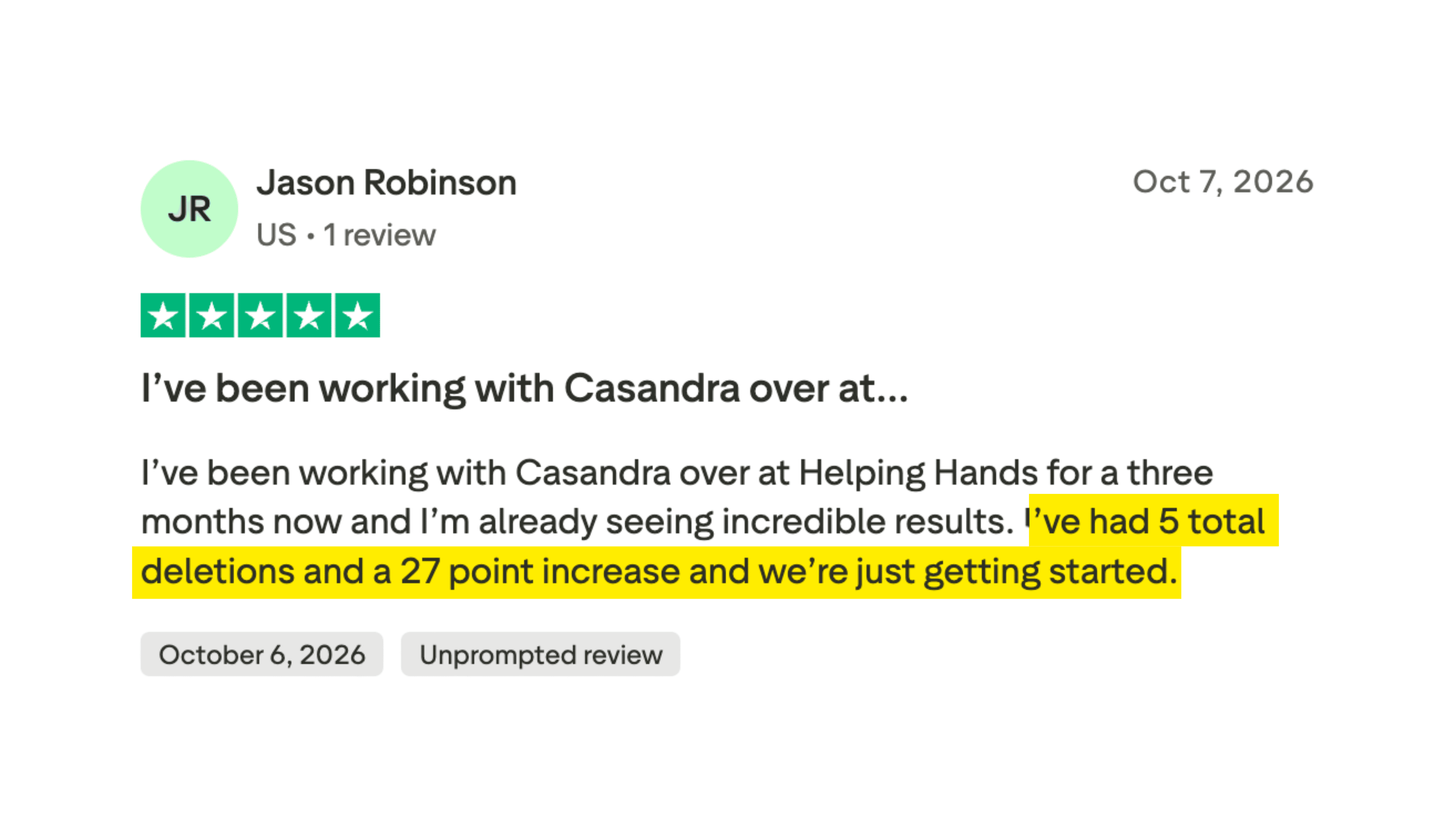 Client made it to the 700+ club in 6 months or less.